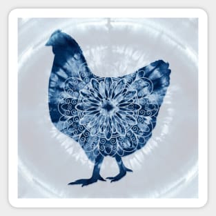 Chicken Mandala Indigo Blue Tie Dye Sticker